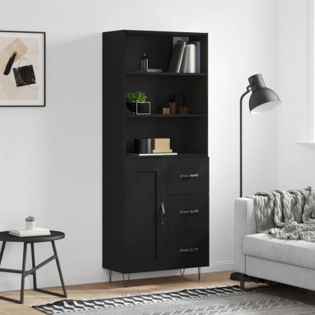 Aparador alto madera contrachapada negro 69,5x34x180 cm de vidaXL, Aparadores - Ref: Foro24-3190014, Precio: 157,52 €