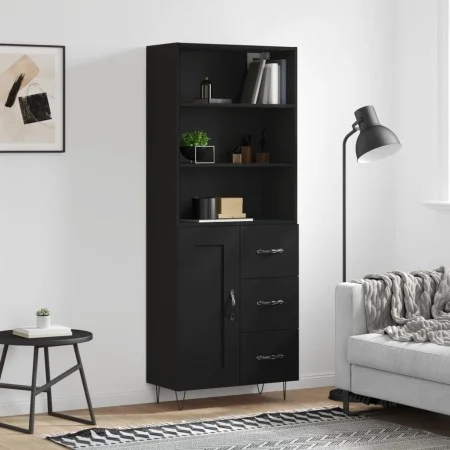 Aparador alto madera contrachapada negro 69,5x34x180 cm de vidaXL, Aparadores - Ref: Foro24-3190014, Precio: 155,46 €, Descue...