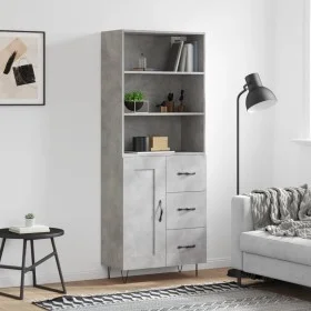 Aparador alto madera contrachapada gris hormigón 69,5x34x180 cm by vidaXL, Sideboards - Ref: Foro24-3190017, Price: 139,49 €,...