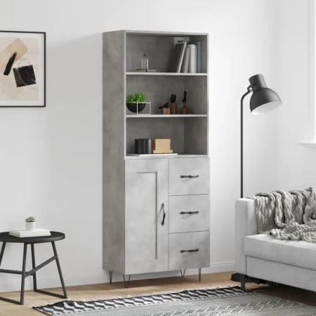 Aparador alto madera contrachapada gris hormigón 69,5x34x180 cm de vidaXL, Aparadores - Ref: Foro24-3190017, Precio: 139,19 €...