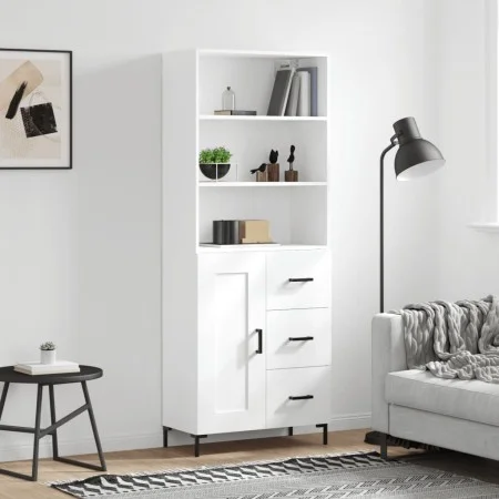 Hohes weißes Sperrholz-Sideboard 69,5 x 34 x 180 cm von vidaXL, Sideboards - Ref: Foro24-3190021, Preis: 151,47 €, Rabatt: %