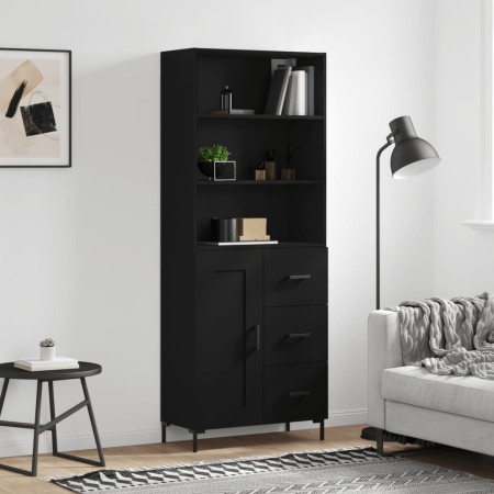 Aparador alto madera contrachapada negro 69,5x34x180 cm de vidaXL, Aparadores - Ref: Foro24-3190022, Precio: 166,30 €