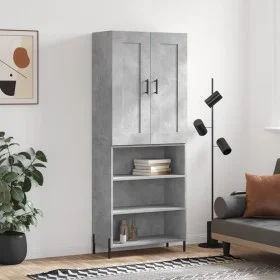 Concrete gray plywood tall sideboard 69.5x34x180 cm by vidaXL, Sideboards - Ref: Foro24-3200077, Price: 123,96 €, Discount: %
