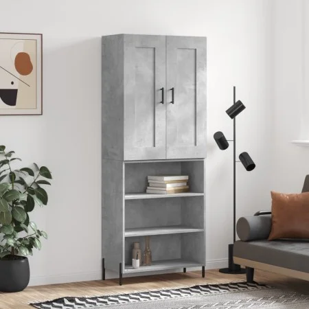 Hohes Sideboard aus betongrauem Sperrholz, 69,5 x 34 x 180 cm von vidaXL, Sideboards - Ref: Foro24-3200077, Preis: 123,94 €, ...