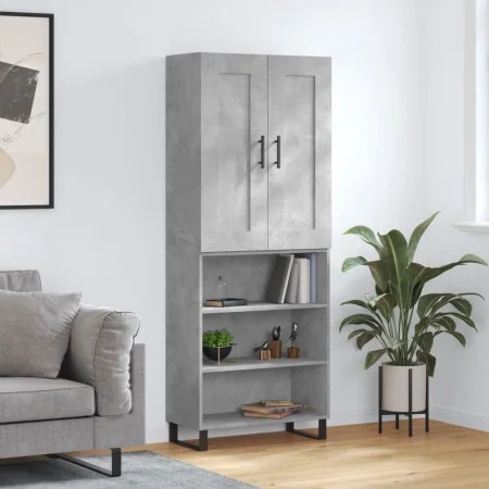 Aparador alto madera contrachapada gris hormigón 69,5x34x180 cm de vidaXL, Aparadores - Ref: Foro24-3200093, Precio: 121,87 €...