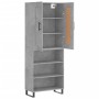 Aparador alto madera contrachapada gris hormigón 69,5x34x180 cm de vidaXL, Aparadores - Ref: Foro24-3200093, Precio: 123,25 €