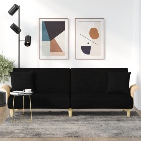 Sofá cama con reposabrazos tela negro Sofá cama con reposabrazos tela negro