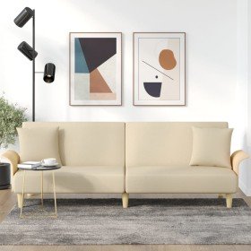 Sofá cama con reposabrazos tela color crema
