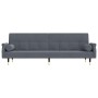 Sofá cama con cojines terciopelo gris oscuro