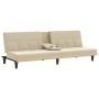 Sofá cama con portavasos tela crema en Sofás | Comprar online en Foro24