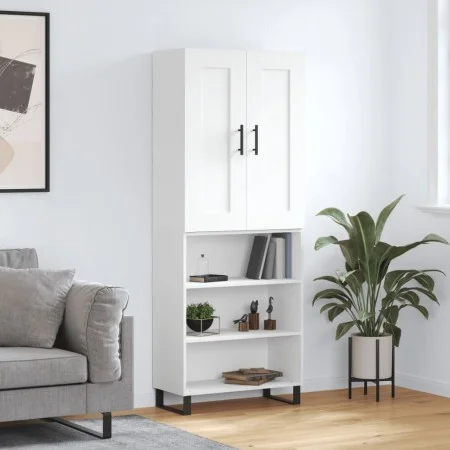 Hohes weißes Sperrholz-Sideboard 69,5 x 34 x 180 cm von vidaXL, Sideboards - Ref: Foro24-3200089, Preis: 130,87 €, Rabatt: %