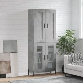 Aparador alto madera contrachapada gris hormigón 69,5x34x180 cm by vidaXL, Sideboards - Ref: Foro24-3199629, Price: 150,11 €,...