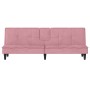 Sofá cama con portavasos terciopelo rosa