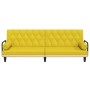 Sofá cama con reposabrazos tela amarillo claro
