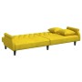 Sofá cama con reposabrazos terciopelo amarillo