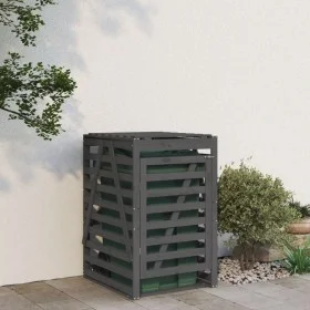 Gray pine wood garbage can shed 84x90x128.5 cm by vidaXL, Waste container supports - Ref: Foro24-825102, Price: 165,69 €, Dis...