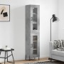 Aparador de madera contrachapada gris hormigón 34,5x34x180 cm by vidaXL, Sideboards - Ref: Foro24-3199437, Price: 107,69 €, D...