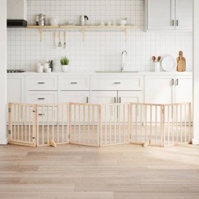 Puerta para perros plegable 6 paneles madera de álamo 300 cm