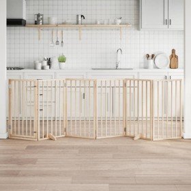 Puerta para perros plegable 6 paneles madera de álamo 300 cm