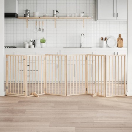 Puerta para perros con puerta plegable de 6 paneles, 300 cm, madera de álamo en Casetas y cercados para perros | Comprar online 