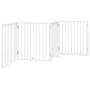 Puerta para perros con puerta plegable de 4 paneles, blanca, 320 cm, madera de álamo en Casetas y cercados para perros | Comprar