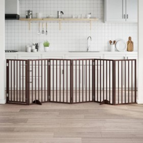 Puerta para perros plegable 6 paneles madera álamo marrón 300cm Puerta para perros plegable 6 paneles madera álamo marrón 300cm