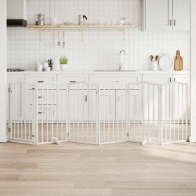 Puerta para perros plegable 3 paneles madera álamo blanca 300cm