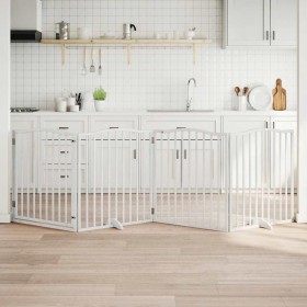 Puerta para perros plegable 4 paneles madera álamo blanca 320cm Puerta para perros plegable 4 paneles madera álamo blanca 320cm