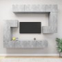 TV-Möbelset 8-teilig aus betongrauem Sperrholz von vidaXL, TV-Möbel - Ref: Foro24-3079145, Preis: 385,17 €, Rabatt: %
