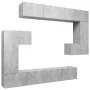 TV furniture set 8 pieces concrete gray plywood by vidaXL, TV Furniture - Ref: Foro24-3079145, Price: 392,94 €, Discount: %