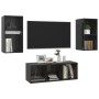 Muebles de salón 3 piezas madera de ingeniería negro con brillo de vidaXL, Muebles TV - Ref: Foro24-3079743, Precio: 122,42 €
