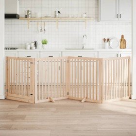 Puerta para perros plegable 4 paneles madera de álamo 320 cm