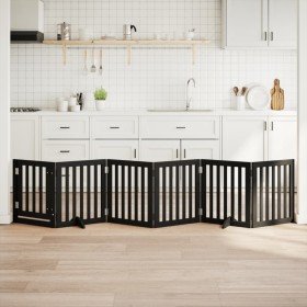 Puerta para perros plegable 6 paneles madera álamo negra 300 cm