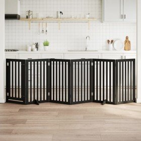 Puerta para perros plegable 6 paneles madera álamo negra 300 cm en Casetas y cercados para perros | Comprar online en Foro24