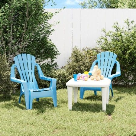 Gartenstühle für Kinder 2 Stück Holzoptik PP blau 37x34x44 cm von vidaXL, Gartenstühle - Ref: Foro24-364739, Preis: 63,92 €, ...
