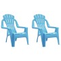 Sillas de jardín niños 2 uds aspecto madera PP azul 37x34x44 cm