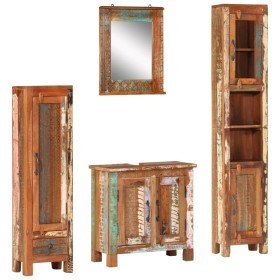 Conjunto de muebles de baño 4 piezas madera maciza reciclada