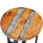 Mesa de centro de madera maciza de teca y polirresina 40x45 cm