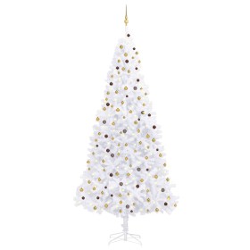 Árbol de Navidad artificial con luces LED y bolas blanco 300 cm