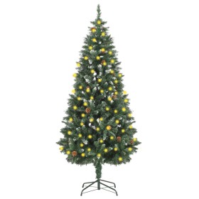 Árbol de Navidad artificial iluminado con luces y piñas 180 cm