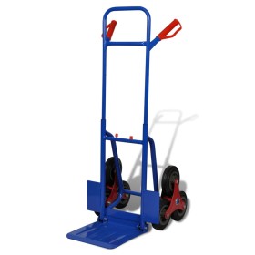 Carretilla de carga plegable con 6 ruedas azul