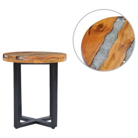 Mesa de centro de madera maciza de teca y polirresina 40x45 cm