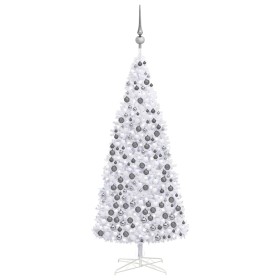 Árbol de Navidad preiluminado con luces y bolas blanco 400 cm