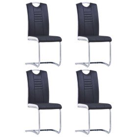 Sillas de comedor voladizas 4 unidades cuero sintético negro Sillas de comedor voladizas 4 unidades cuero sintético negro