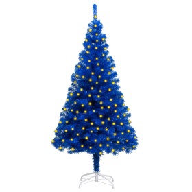 Árbol de Navidad artificial con LEDs y soporte PVC azul 180 cm