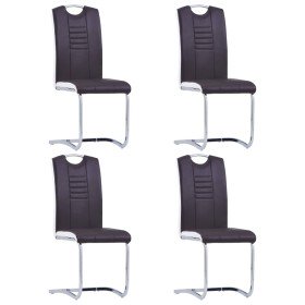 Sillas de comedor voladizas 4 unidades cuero sintético marrón Sillas de comedor voladizas 4 unidades cuero sintético marrón