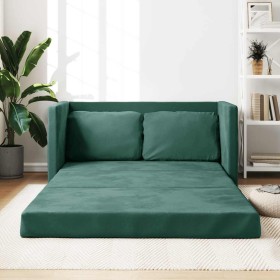 Sofá cama de suelo 2 en 1 terciopelo verde oscuro 122x204x55 cm Sofá cama de suelo 2 en 1 terciopelo verde oscuro 122x204x55 cm