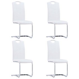 Sillas de comedor voladizas 4 unidades cuero sintético blanco Sillas de comedor voladizas 4 unidades cuero sintético blanco