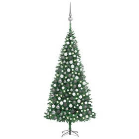 Árbol de Navidad artificial con luces LEDs y bolas verde 300 cm