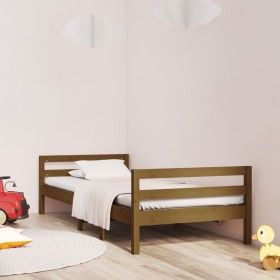 Solid pine wood bed frame honey brown 90x200 cm by vidaXL, Beds and slatted bases - Ref: Foro24-821627, Price: 86,13 €, Disco...